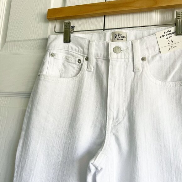 J.Crew Slim Boyfriend White Denim High-Rise Straight Jeans Women's Size 24 - Picture 6 of 13